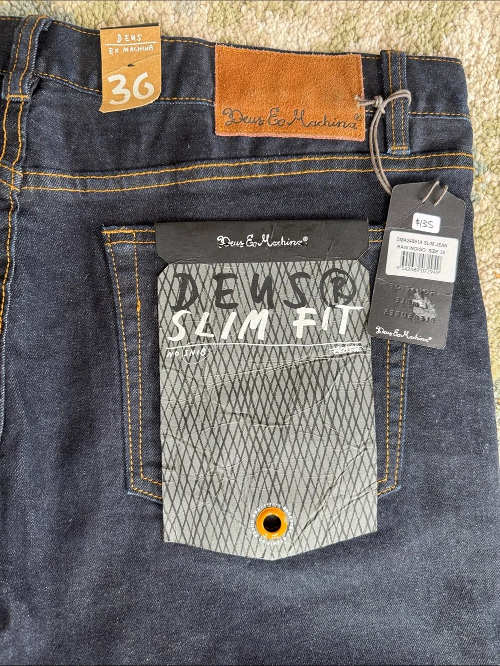 Deus Ex Machina Men’s Slim Jean Raw Indigo 36